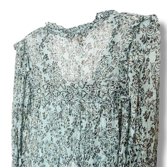 Cleobella Loretta Iris Floral Print Chiffon Puff Sleeve Blouse Women’s Size XS - Picture 8 of 14